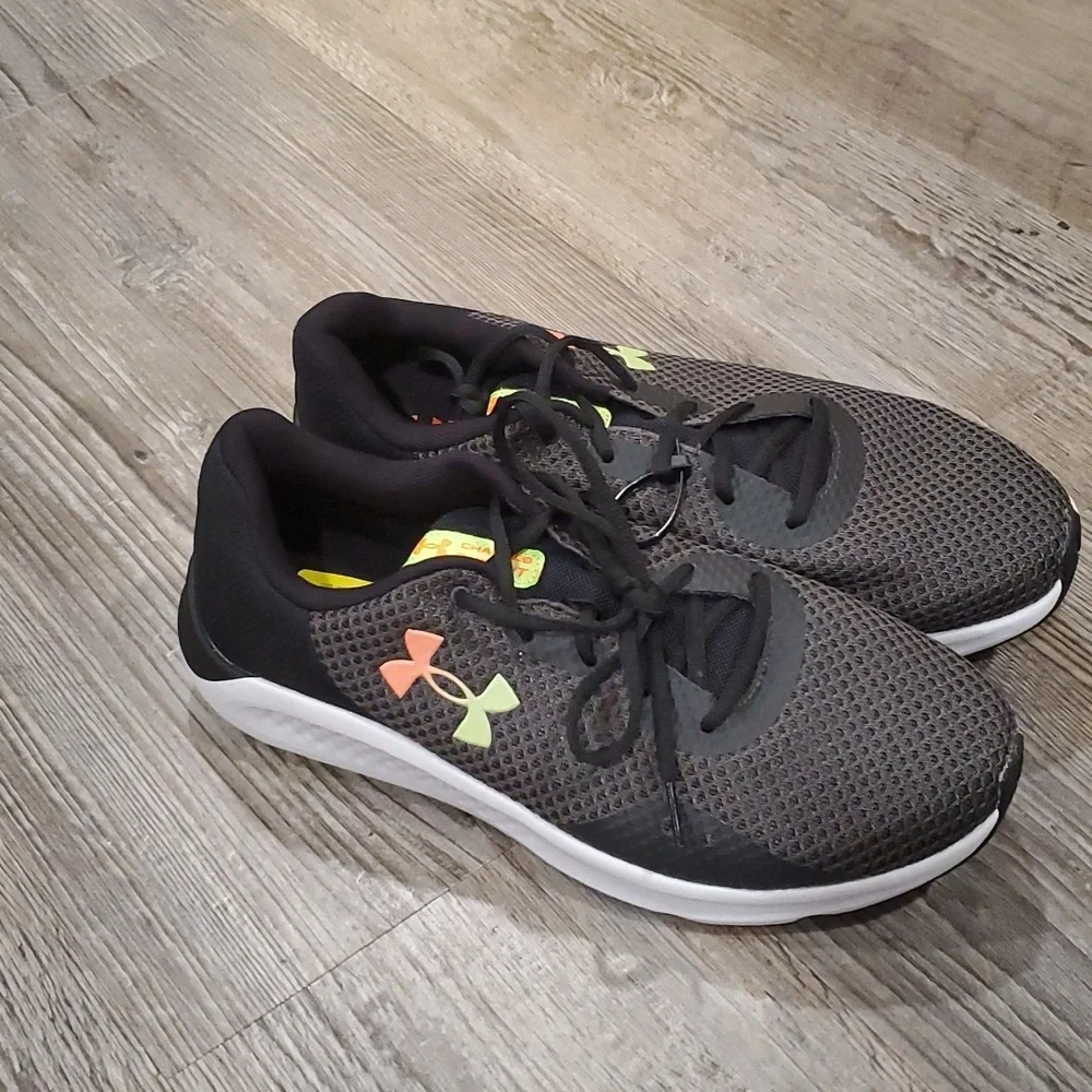 RARE Under Armour Charged Pursuit 3 Jet Gray 100/Blaze Orange Sneakers Size 10